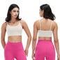 Women Strap Sport Bras Padded StrappyÊCrop Square Neck Low Impact Bras SexyÊFitnessÊTank Tops with Removable Pads Flat Straps for Gym Yoga Workout Run