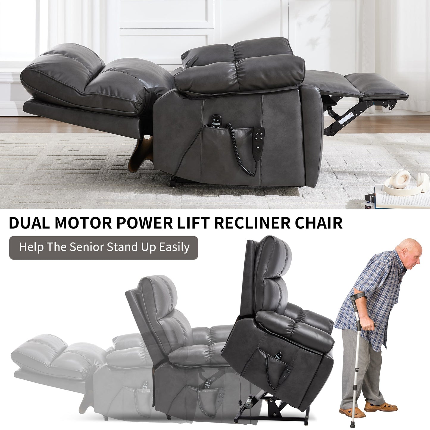 ComfortMax Dark Oversized Lift Recliner Chair