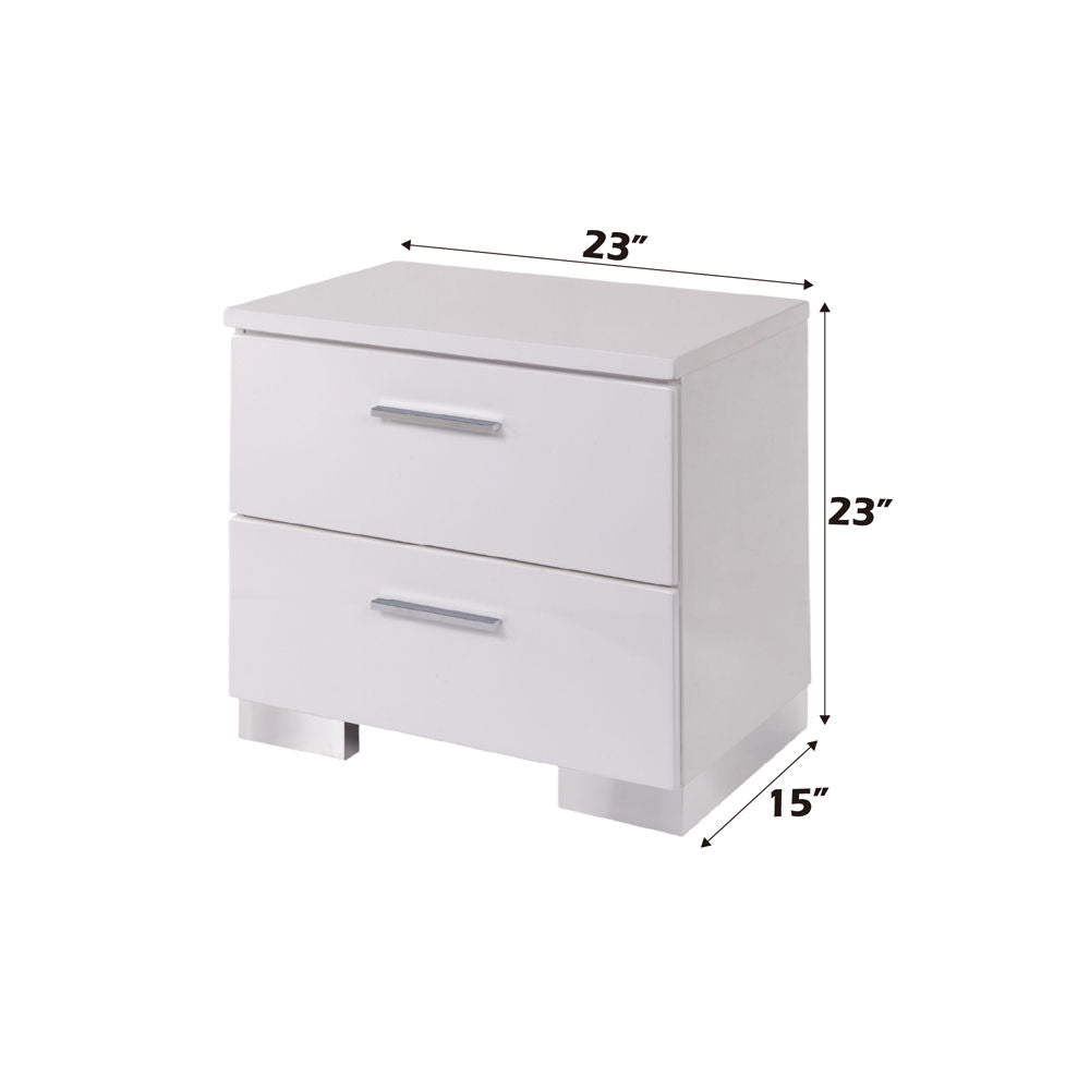 Lorimar - Nightstand - White & Chrome Leg