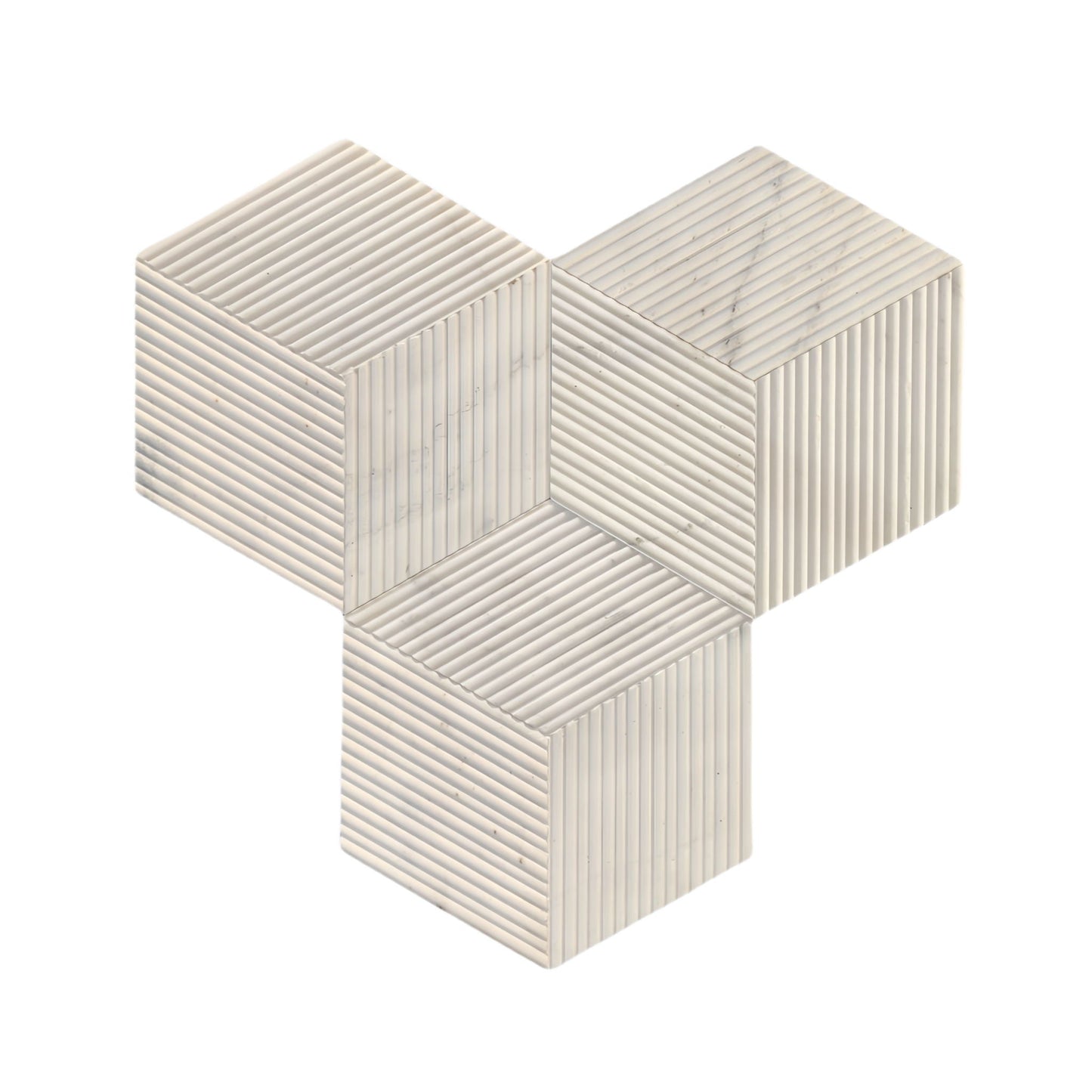 Hexagon Natural Stone Marble Tile, 3D Fluted (Set of 12)