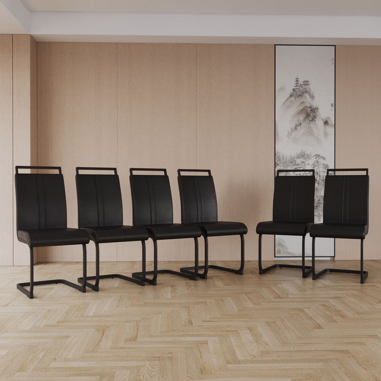 Modern Dining Chairs With High Back Upholstered Design Metal Legs