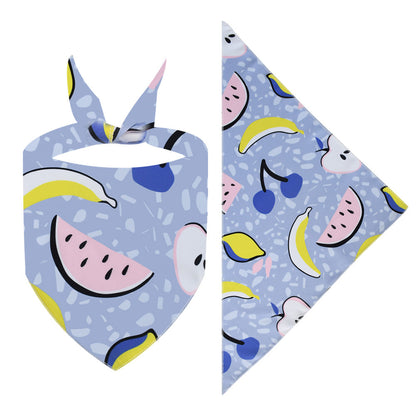 Cross-border New Cartoon Cute Pet Triangle Fresh Fruit Polyester Printed Cat And Dog Saliva Towel Scarf Wholesale