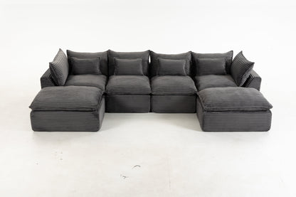 129.8" Width Cloud Couch Oversized Modular Sectional Sofa