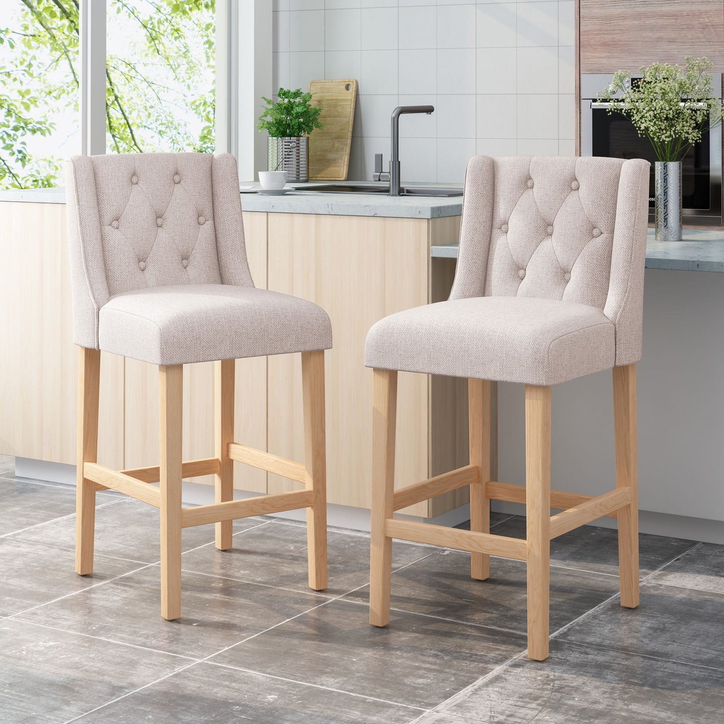 Ethereon Tufted Counter Stool (Set of 2)