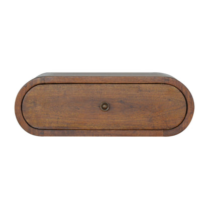 Wall Mounted Round Bedside Table - Chestnut