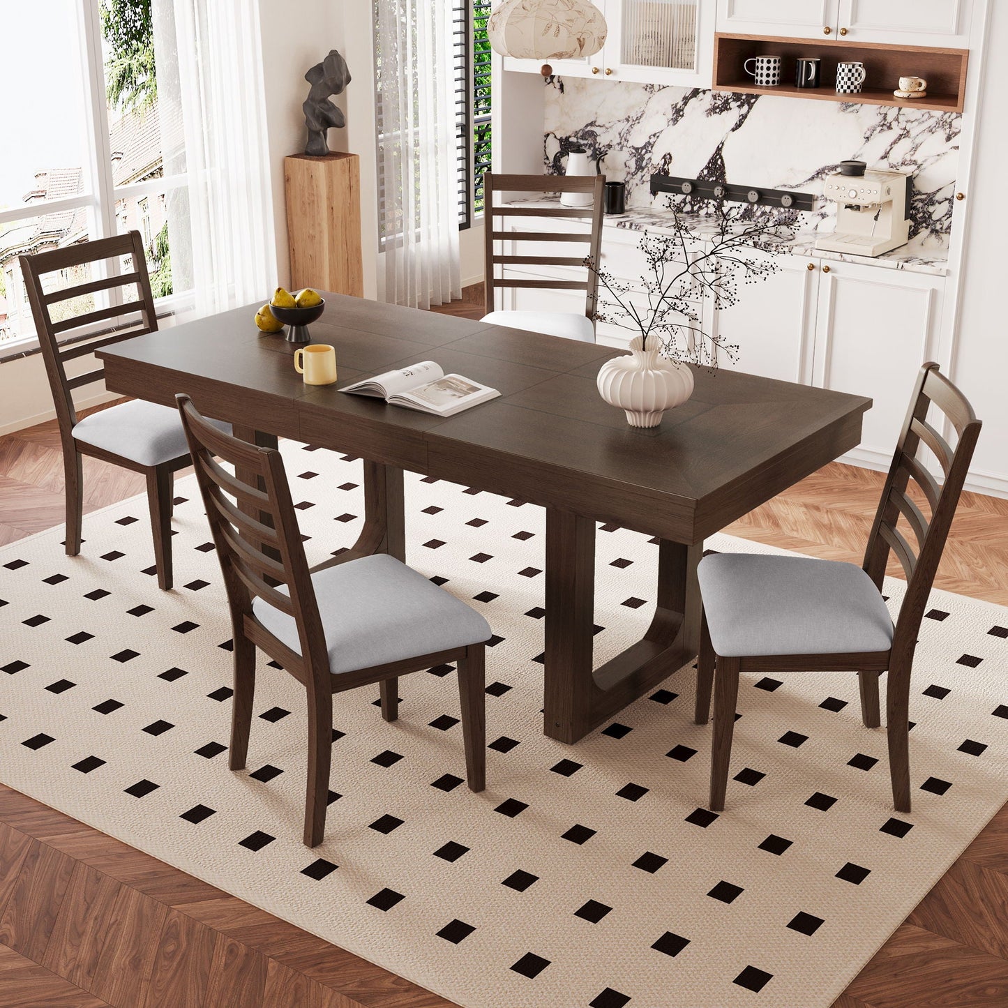 Upholstered Armless Chairs With High Ladder Back