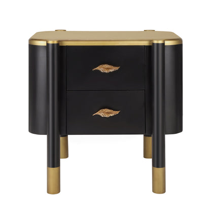 Contemporary 2 Drawers Nightstand with Curved Profile Design