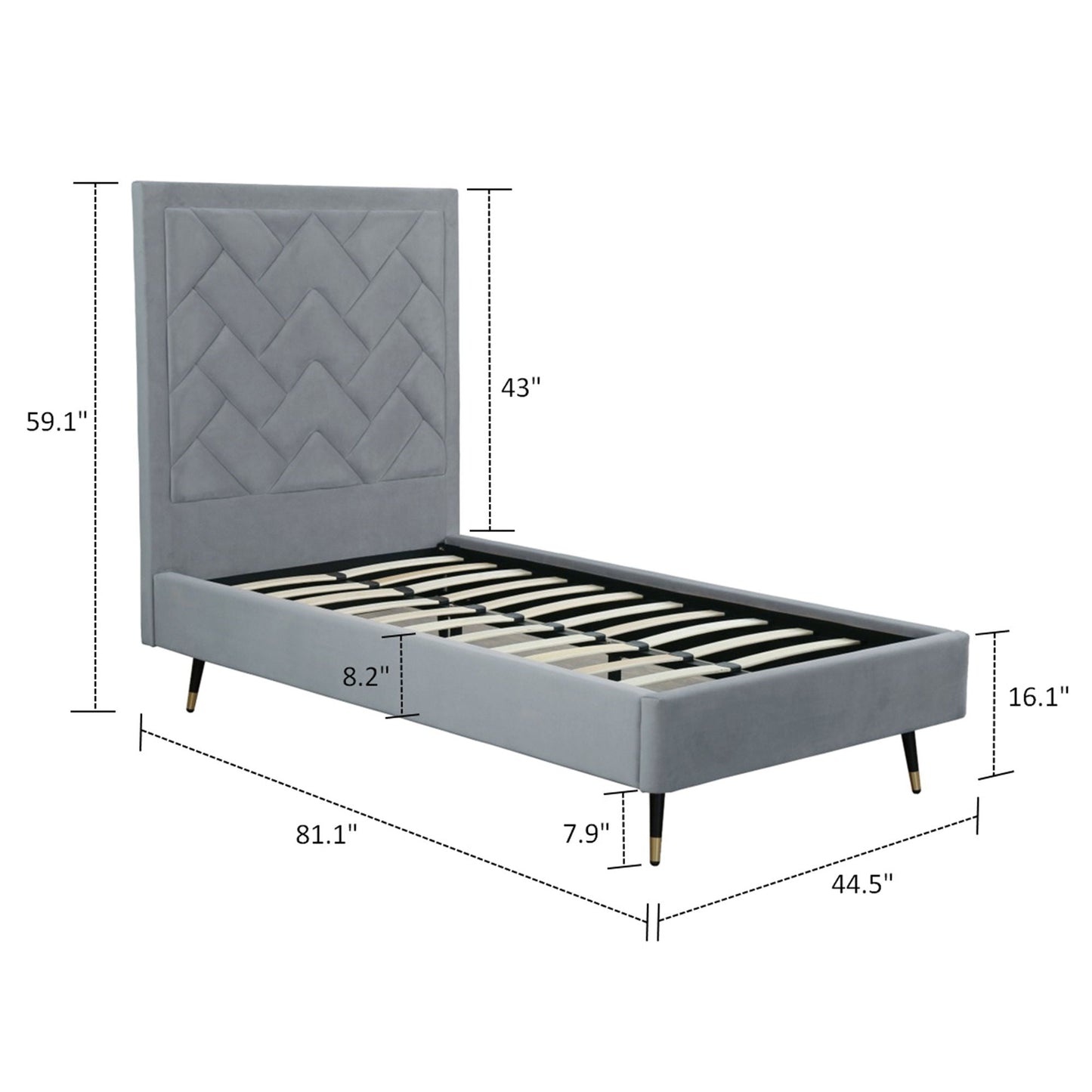 Crosby - Bed With Upholstered Headboard And Slats