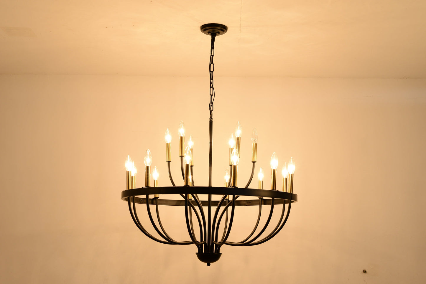 15-Light Industrial Iron Candle Chandelier Modern Farmhouse Pendant Light