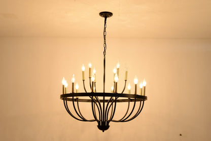 15-Light Industrial Iron Candle Chandelier Modern Farmhouse Pendant Light