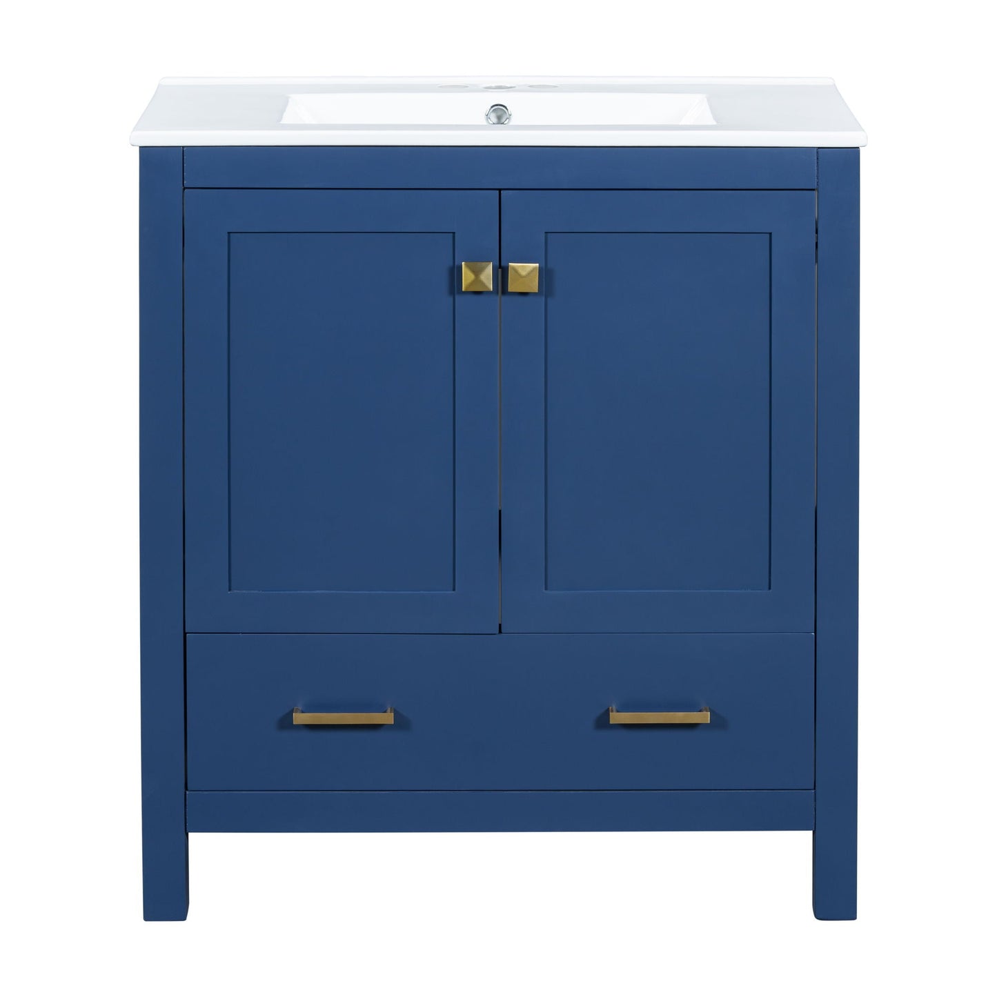 Bathroom Vanity With Single Sink, Combo Cabinet Undermount Sink, Bathroom Storage Cabinet With Two Doors And A Drawer, Soft Closing, Multifunctional Storage, Solid Wood Frame