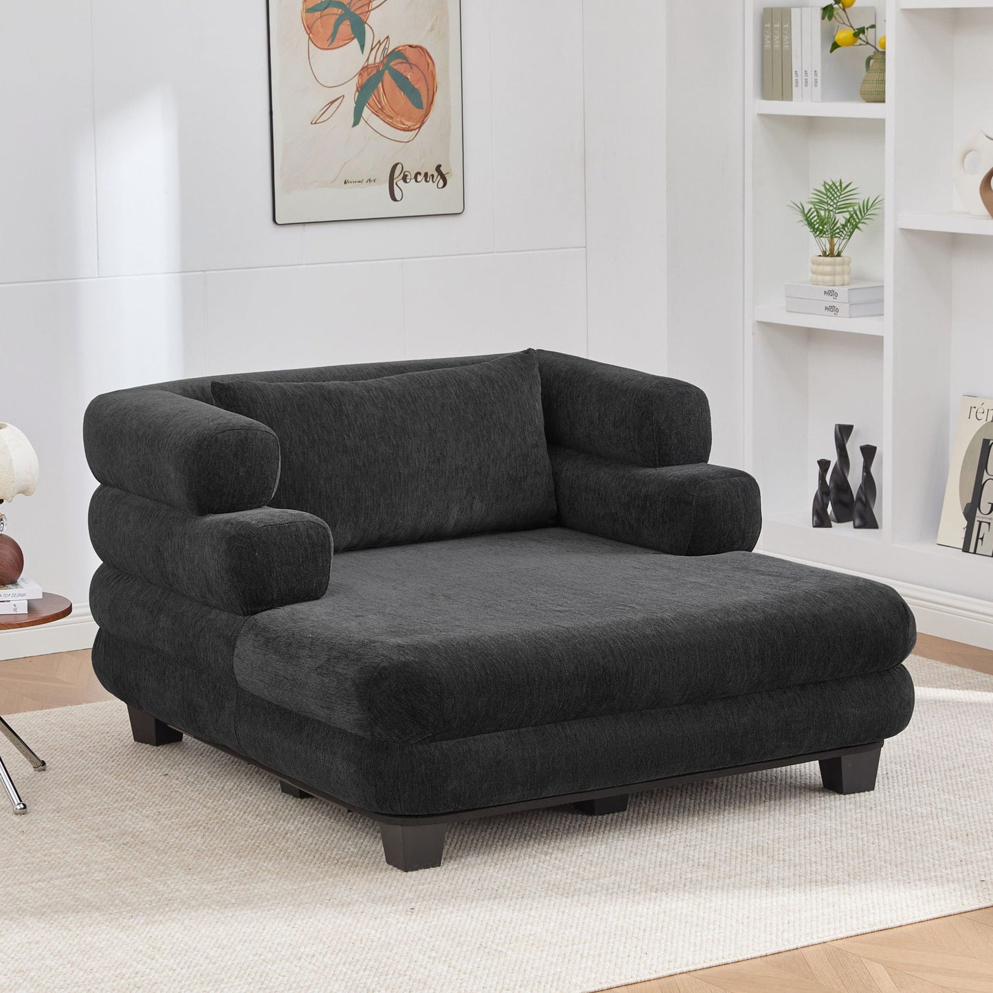 Oversized Chaise Lounge Sofa Bed with Deep Seat and Layered Armrests