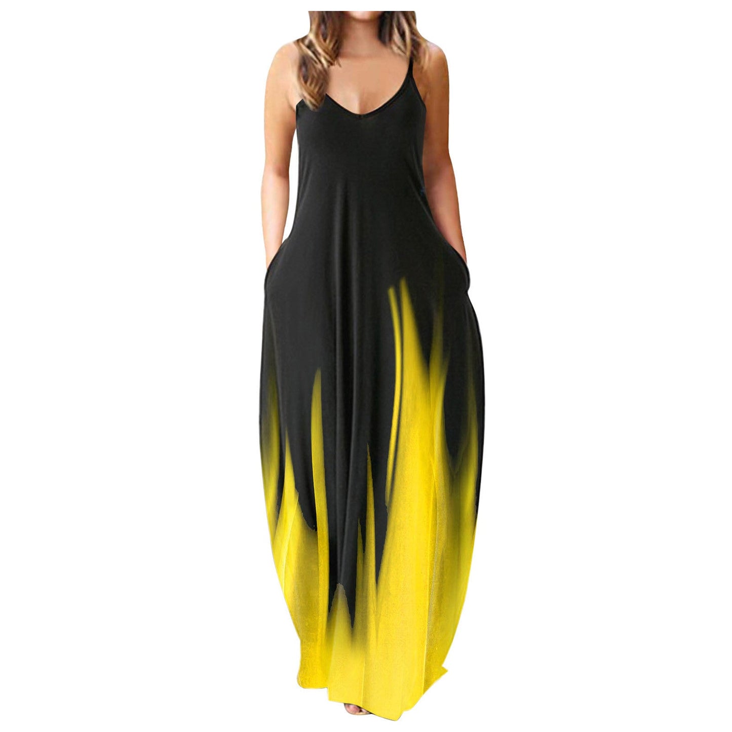 Casual Print Plus Size Sling Long Dress