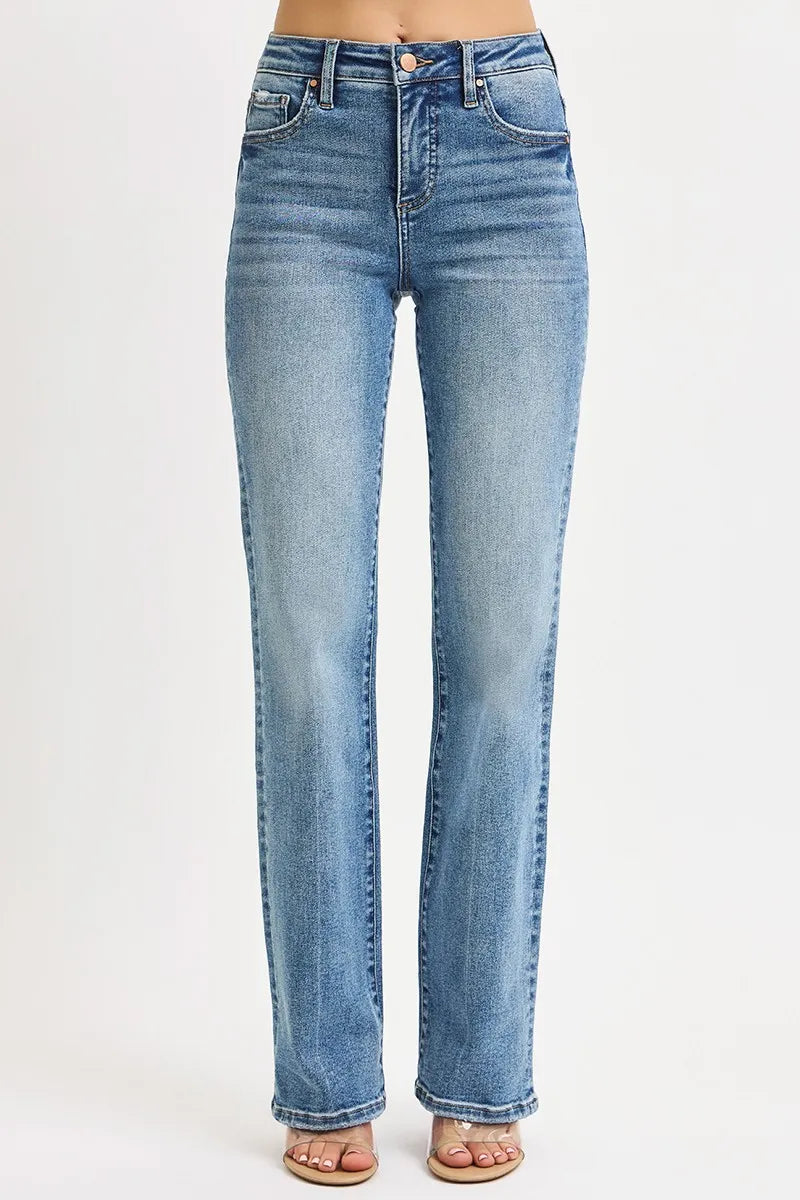 RISEN Full Size Tummy Control High Rise Straight Jeans Plus Size