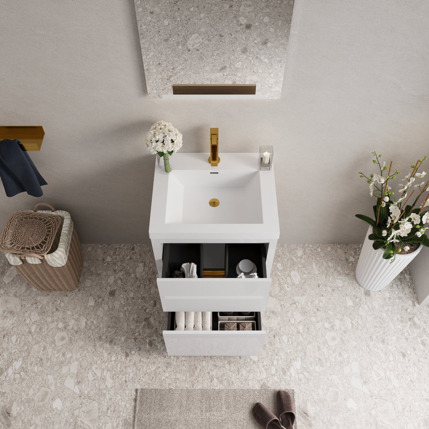 24" Freestanding Bathroom Vanity with Sink and Storage Cabinet