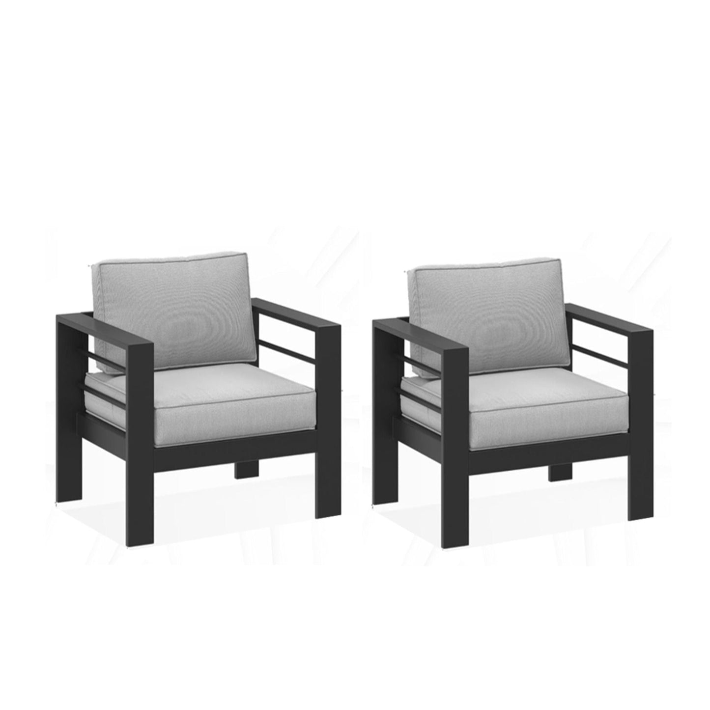 Modern All-Weather Patio Armchairs With Thick Cushions (Set of 2)