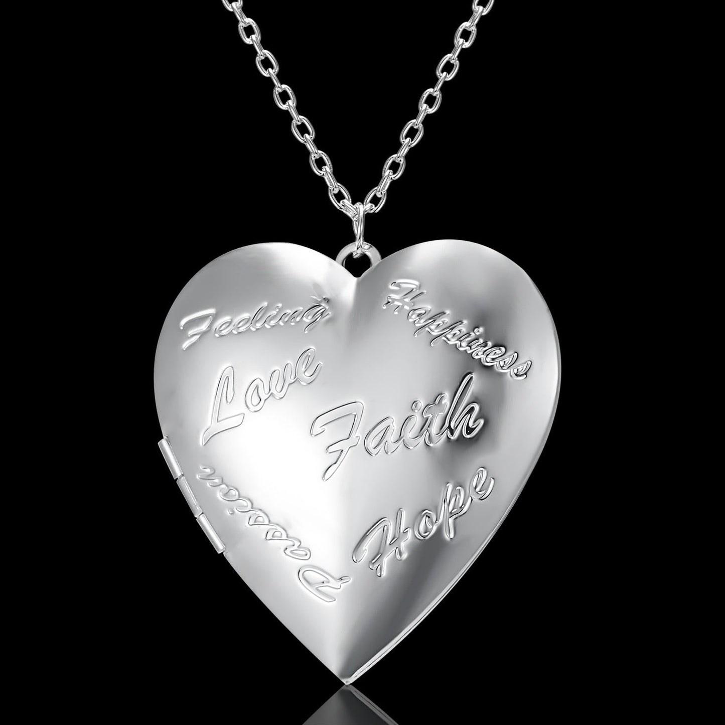 New Silver Carved Design Love Necklace Personalized Heart-shaped Photo Frame Necklace For Women Jewelry For Valentine's Day