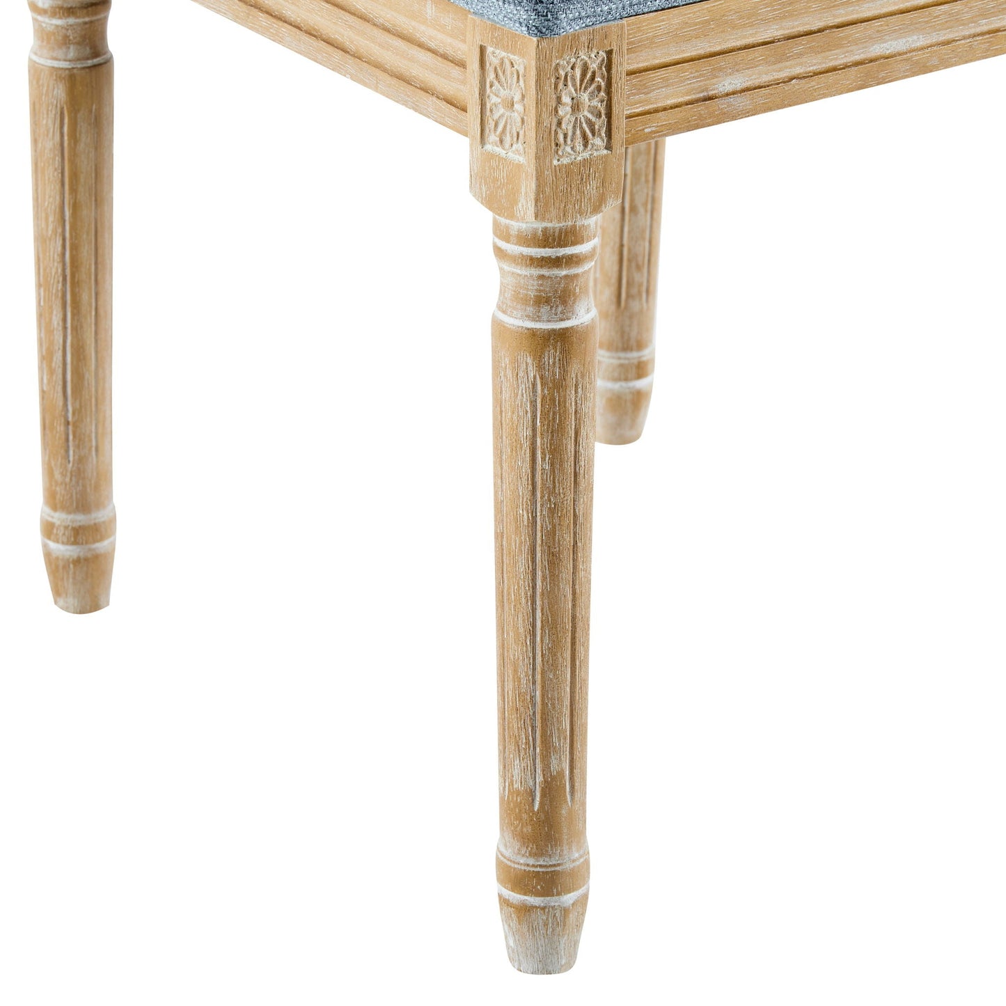 French Country Style Dining Chair With Upholstered Seating And Fluted Legs
