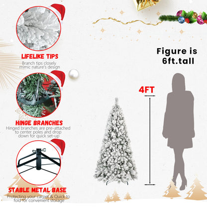 4FT Flocked Christmas Tree with 350 Tips
