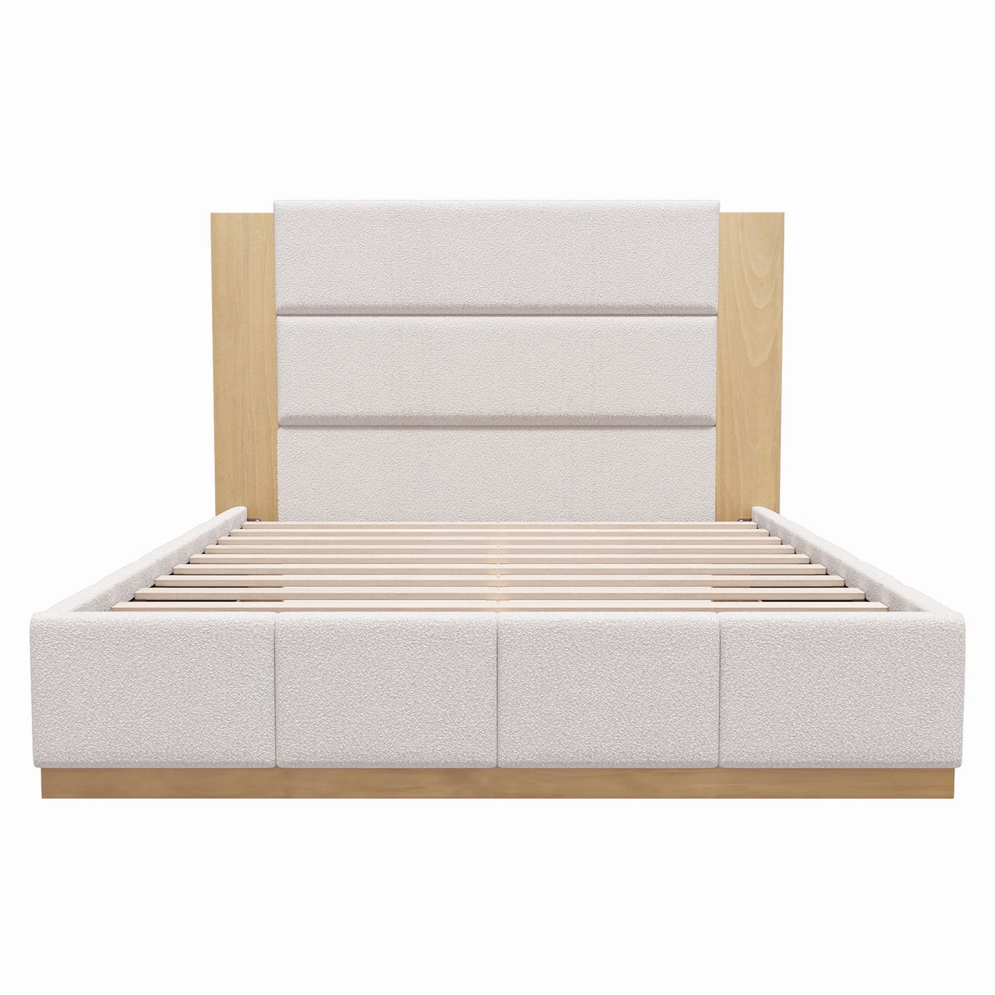 Modern Upholstered Platform Bed With Extended Headboard