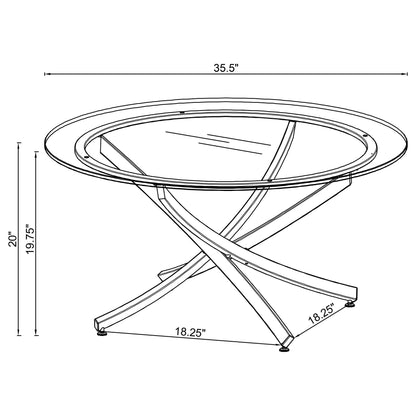Brooke Round Glass Top Coffee Table Metal Base Brass