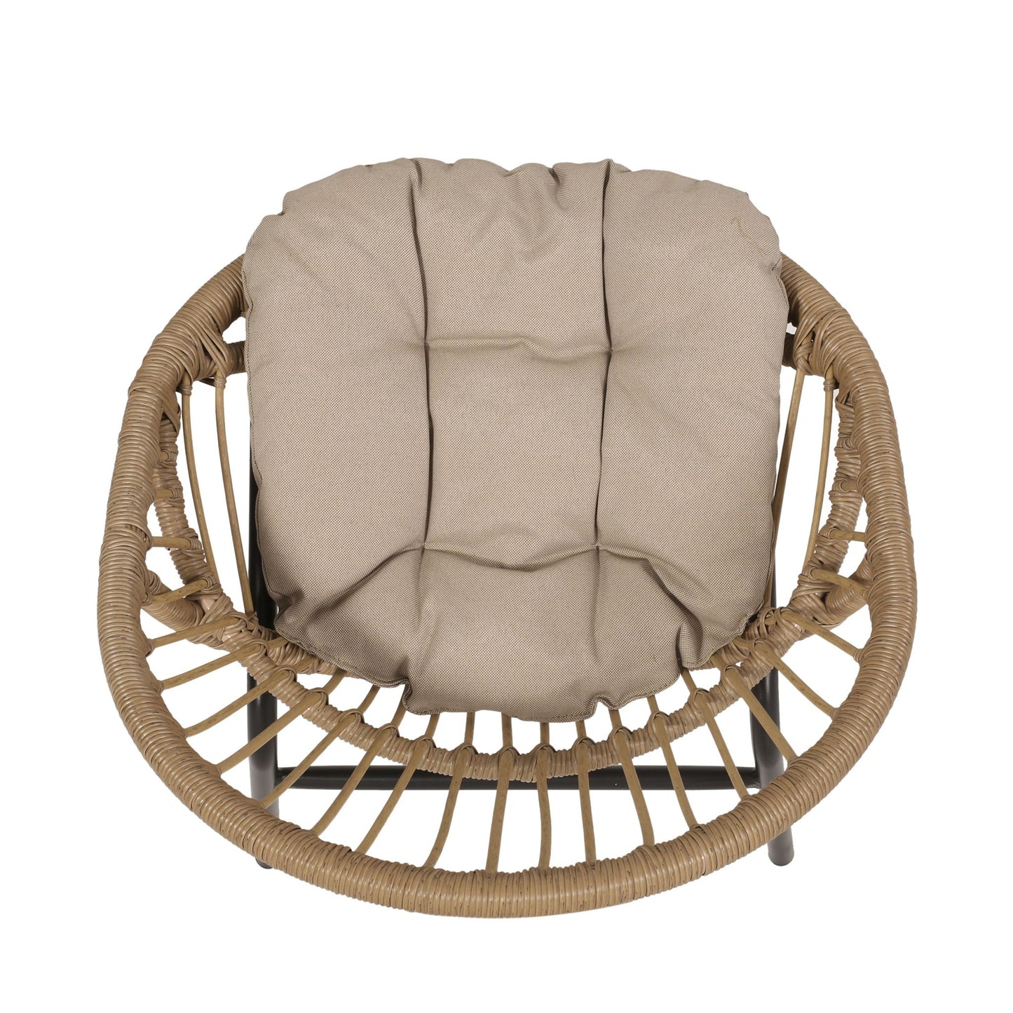 Outdoor Accent Chair With Curved Back And Basket Frame (Set of 2) - Light Brown / Beige