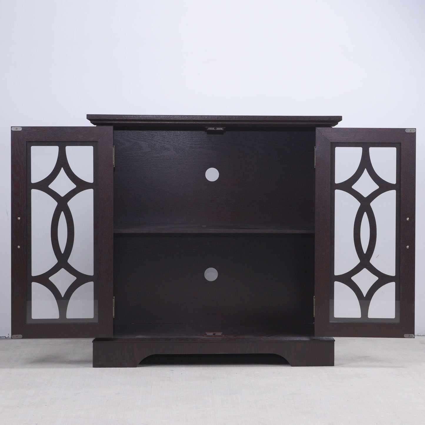 Modern Sideboard With Tempered Glass Doors - Ox Blood Red