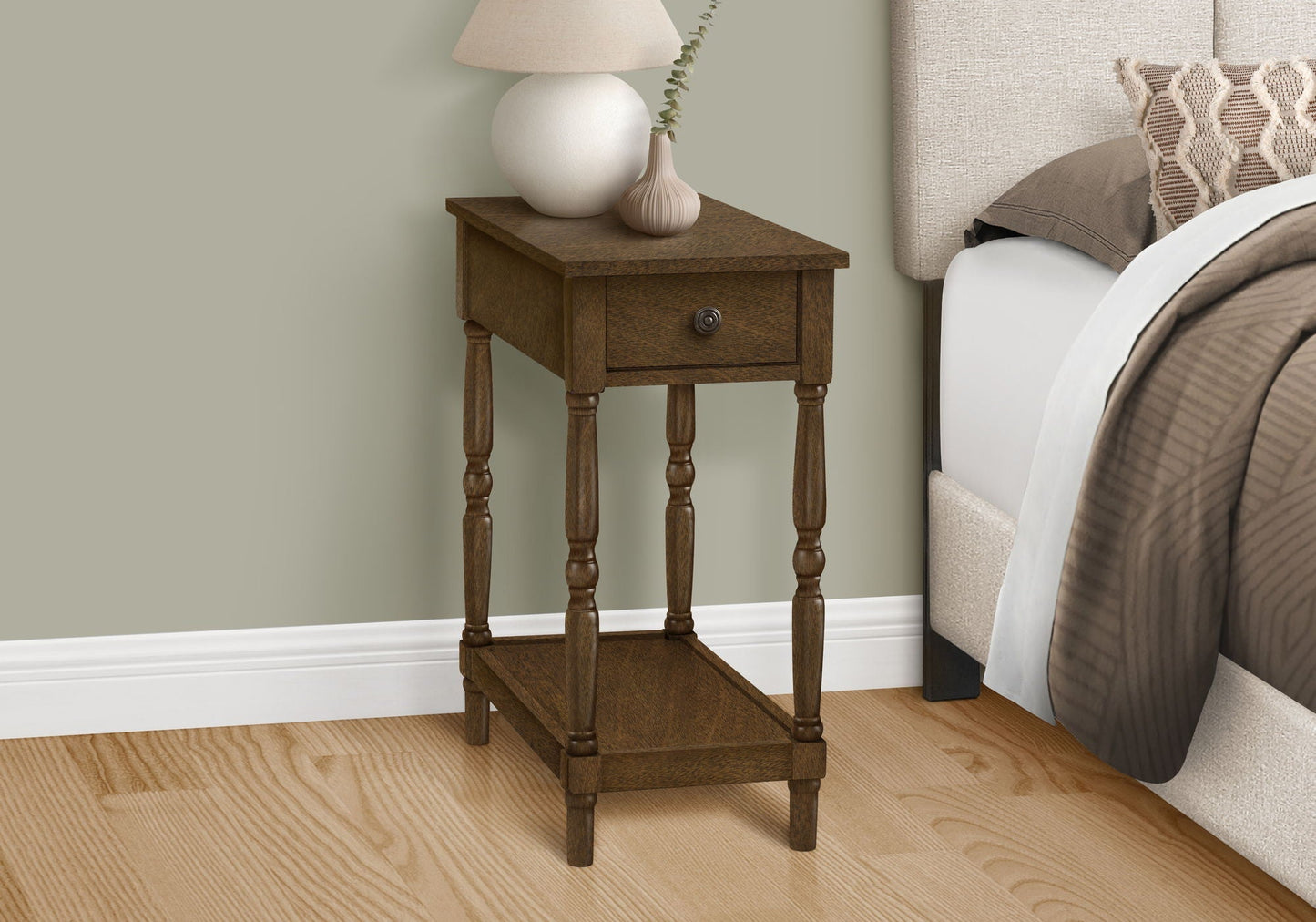 Accent End Table with 2 Tiers and Storage Drawer