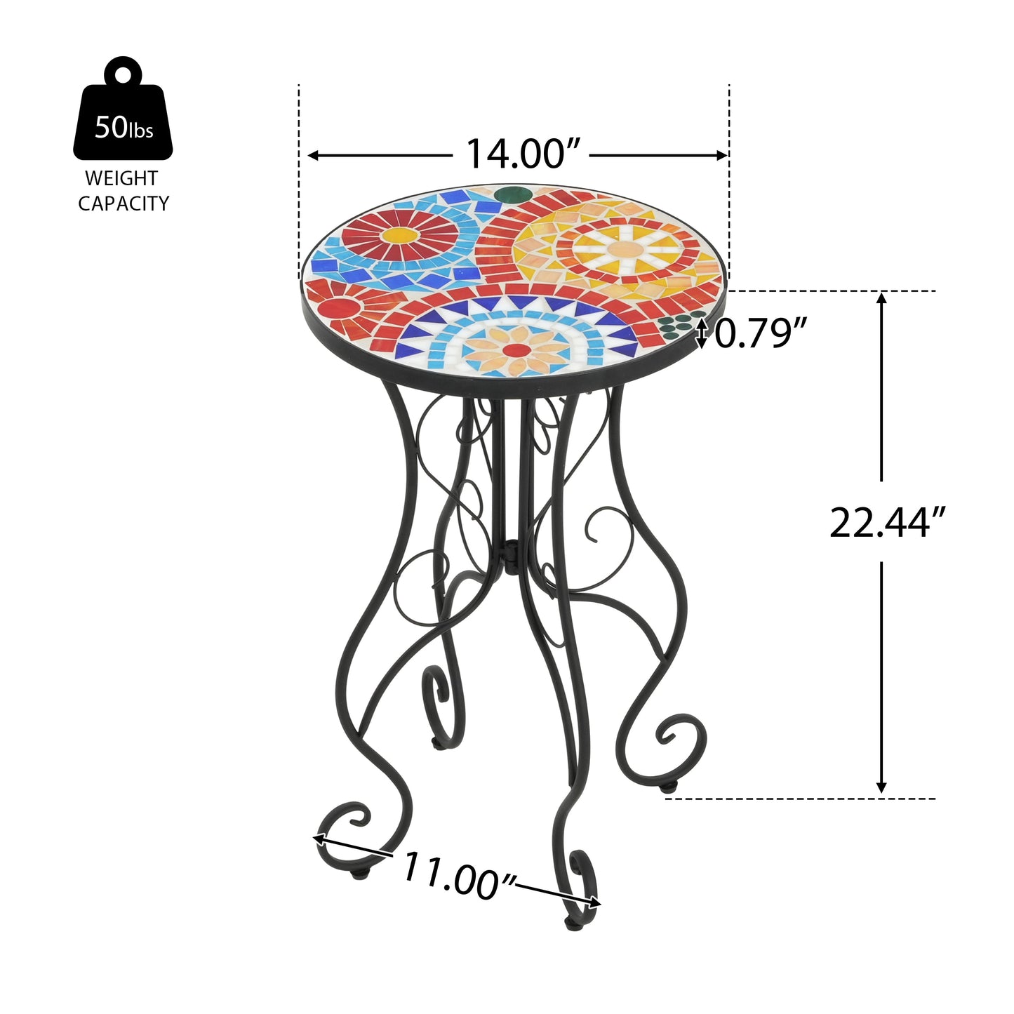 Outdoor Side Table, Colorful+Black