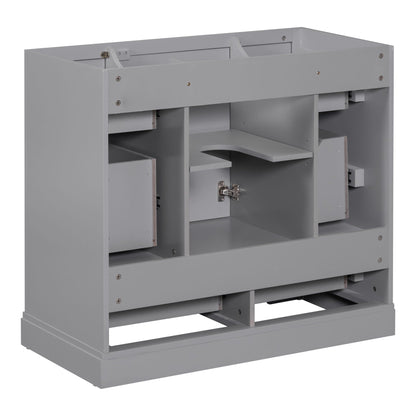 36" Bathroom Vanity Without Sink, Cabinet Base Only, 6 Drawers, Multi Functional Drawer Divider, Adjustable Shelf - Gray