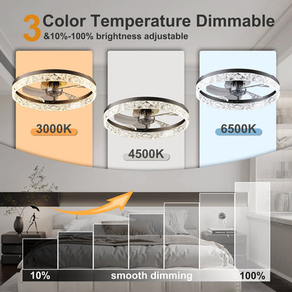 19.7" Ceiling Fan with Dimmable LED Light and Remote & App Control