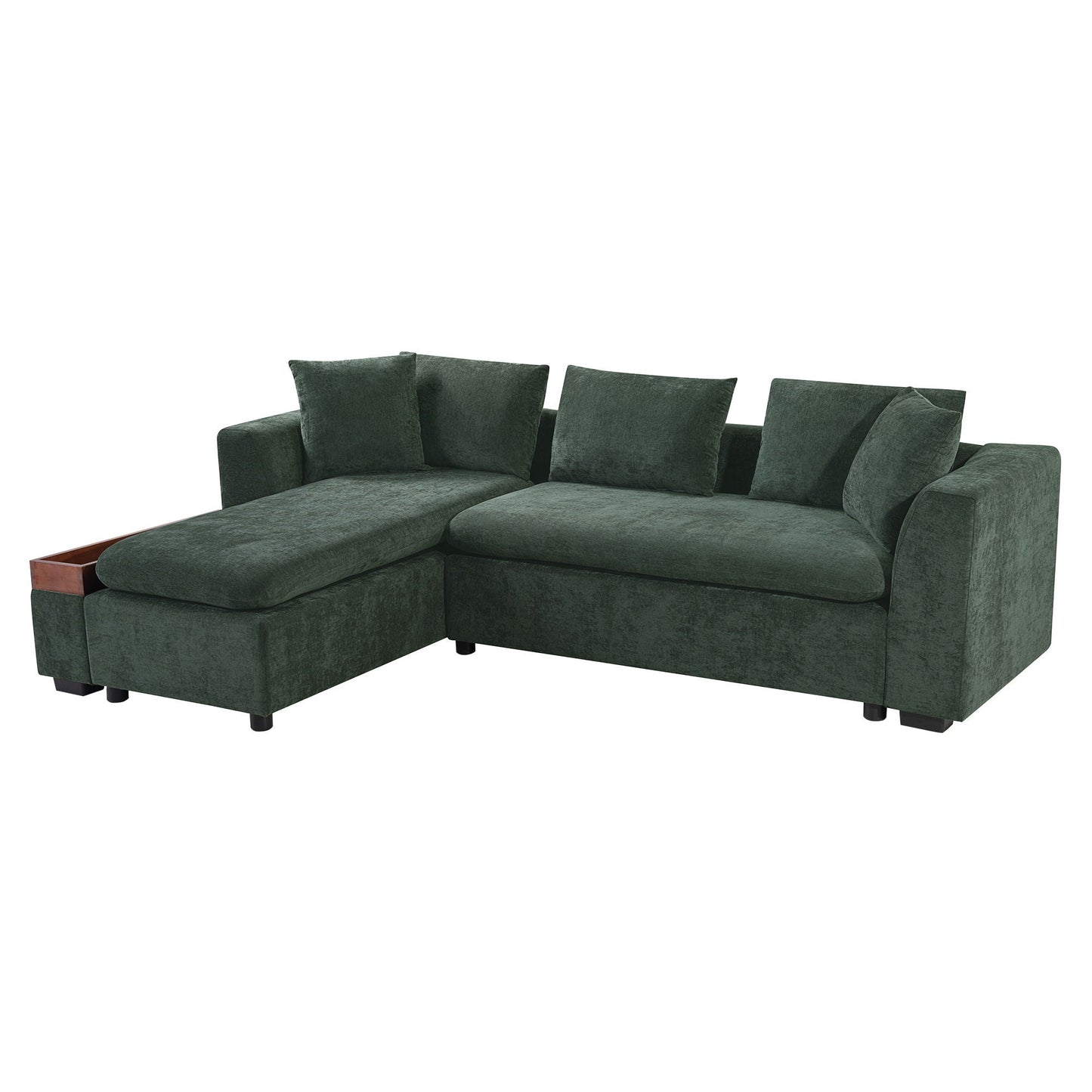 Modern L Shaped Sectional Sofa With Upholstery And Wooden Storage