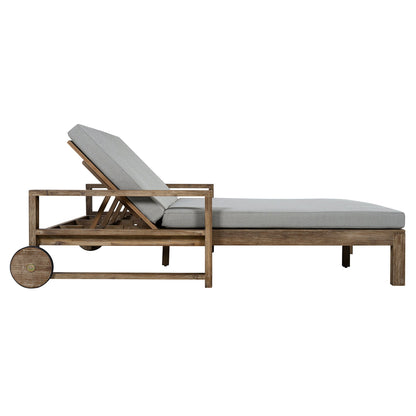 TREXM 1-Piece Farmhouse Wooden Outdoor Sunbed for 2 People