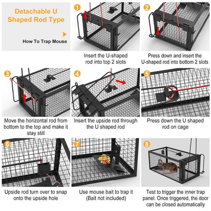 Humane Rat Trap Cage – Live Rodent Trap with Detachable Rod