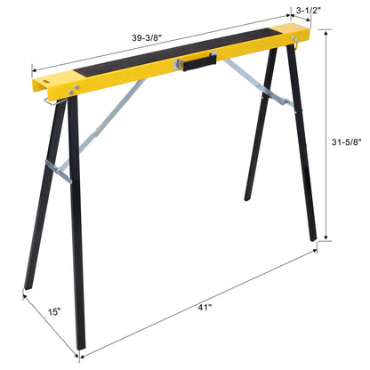 Folding Portable Saw Horses 2 Pack With Fast Open Legs, Heavy Duty For Garage And Workshop - Yellow / Black