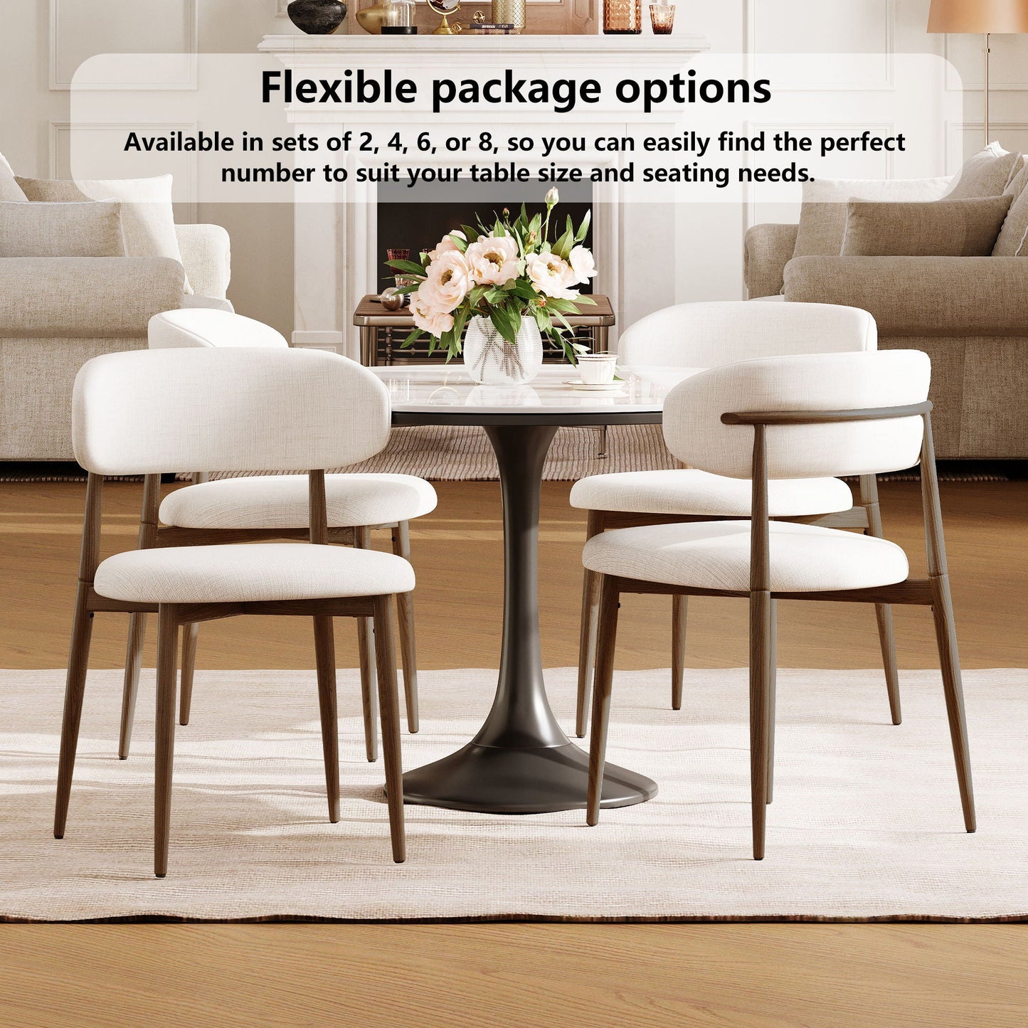 Upholstered Dining Chairs For Dining Room (Set of 2) - Beige