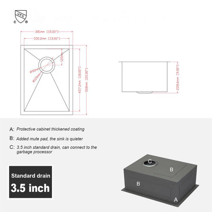Modern Style Undermount Sink With Stainless Steel, Deep Single Bowl