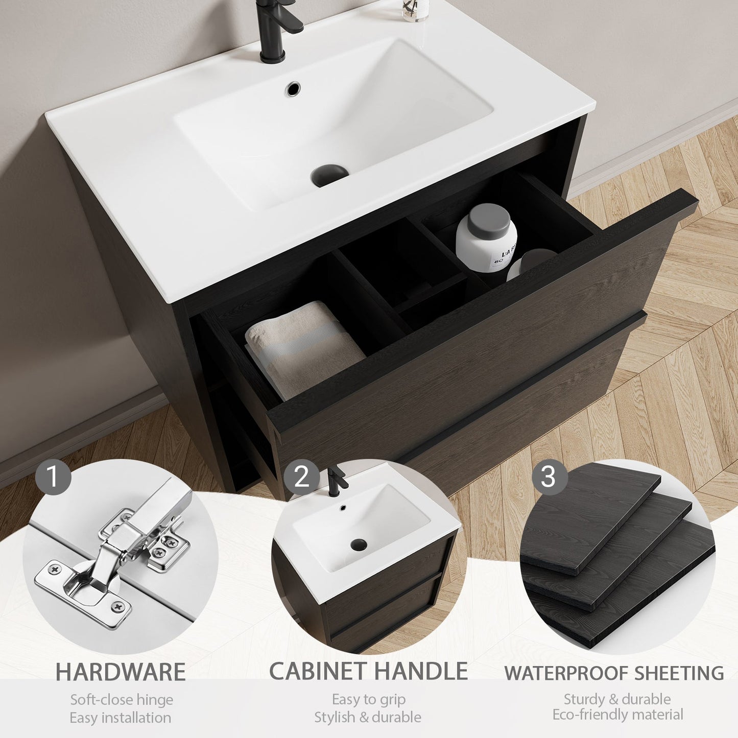 30 Inch Bathroom Vanity Cabinet With Ceramic Sink
