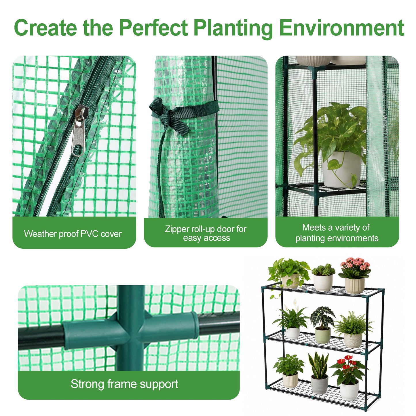 3 Tier Lean-To Portable Greenhouse
