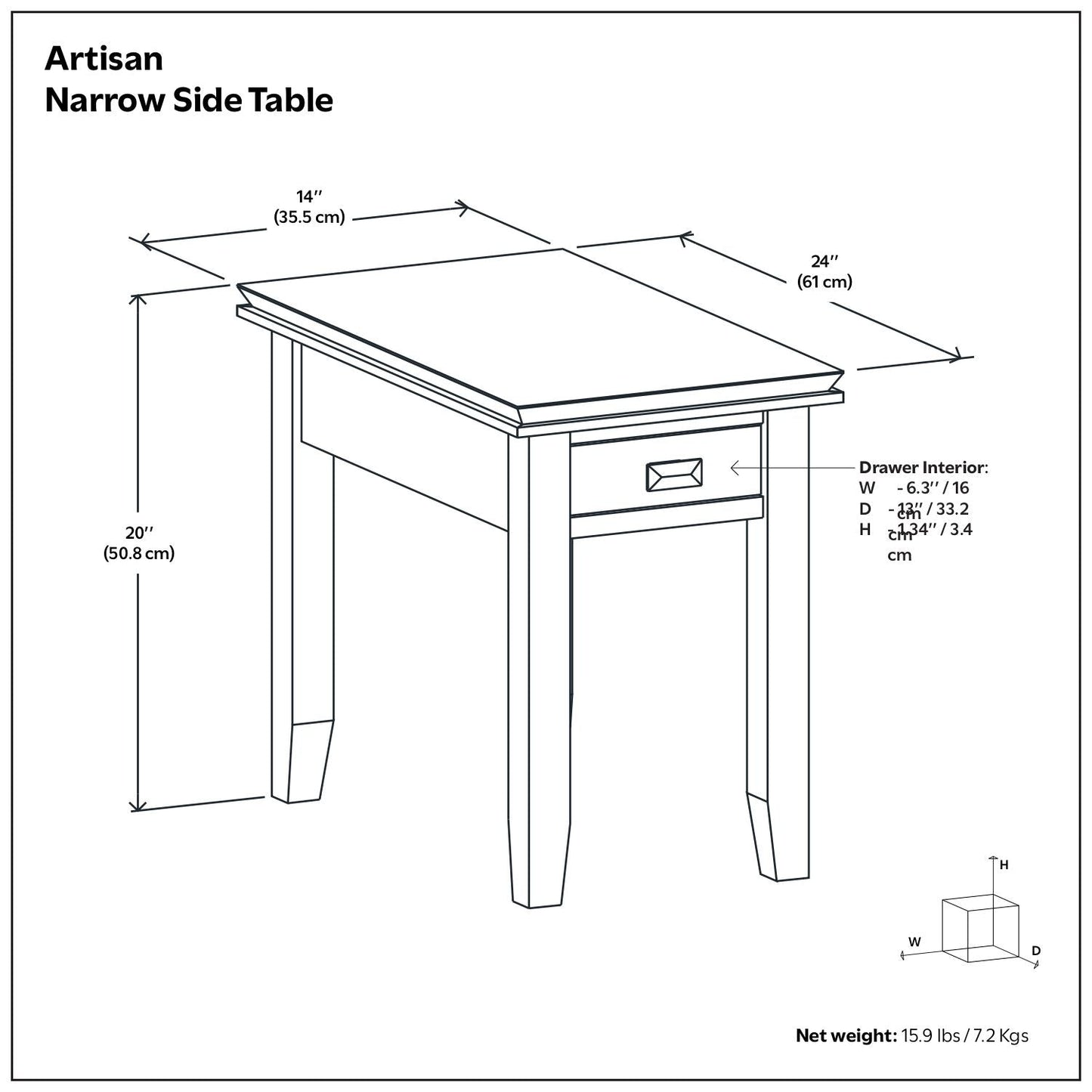 Artisan - Handcrafted Narrow Side Table