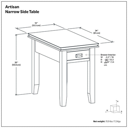 Artisan - Handcrafted Narrow Side Table