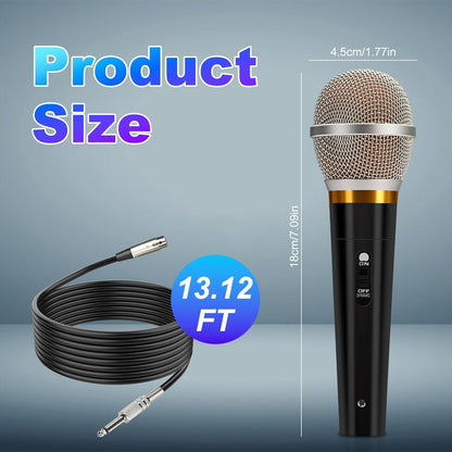 Handheld Wired Dynamic Microphone | XLR Vocal Mic with Switch & 13ft Cable