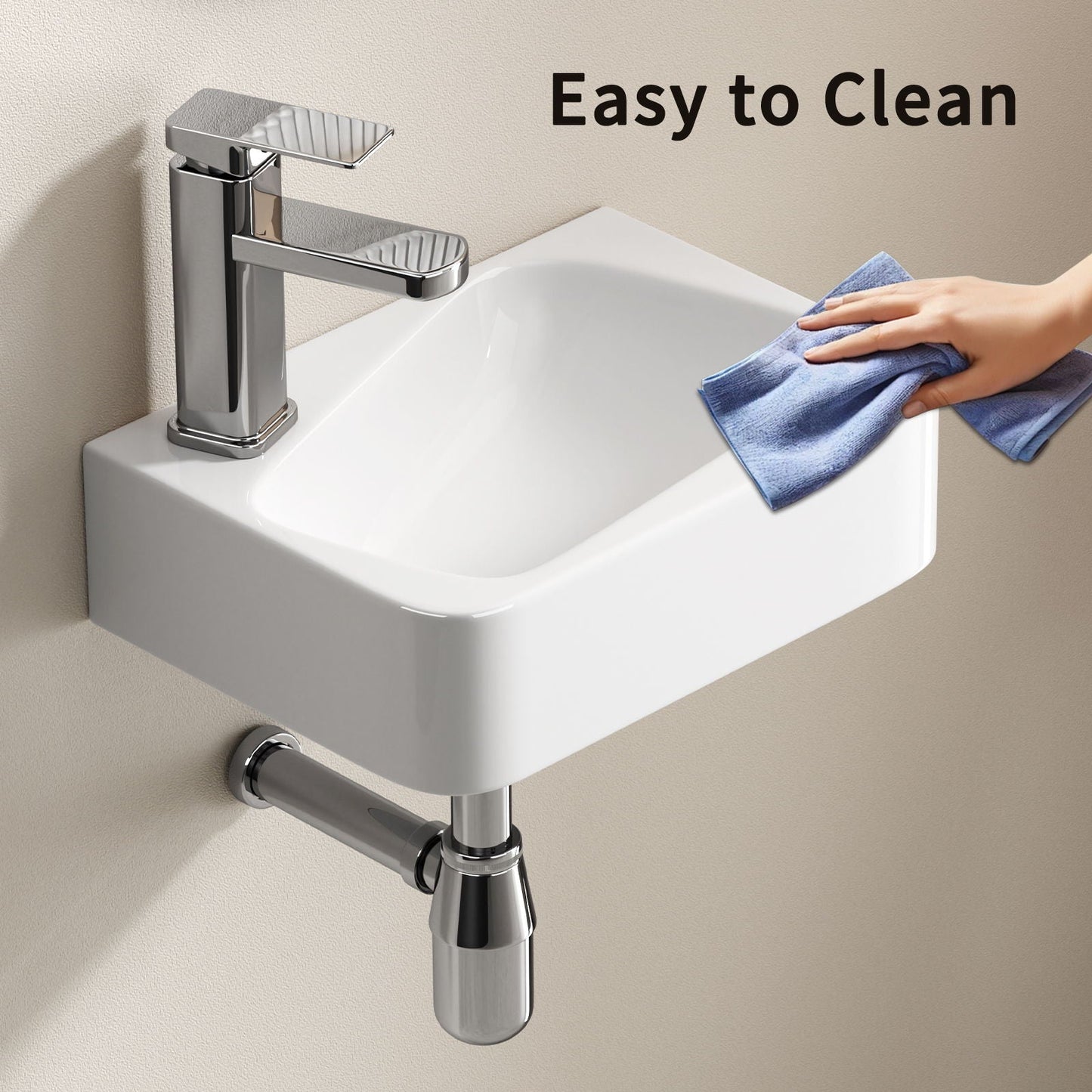 Wall Mounted Bathroom Sink With Faucet And Drain