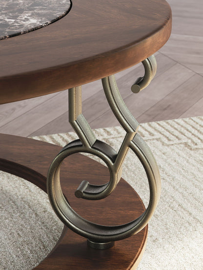 Frallyn - Round Cocktail Table - Dark Brown