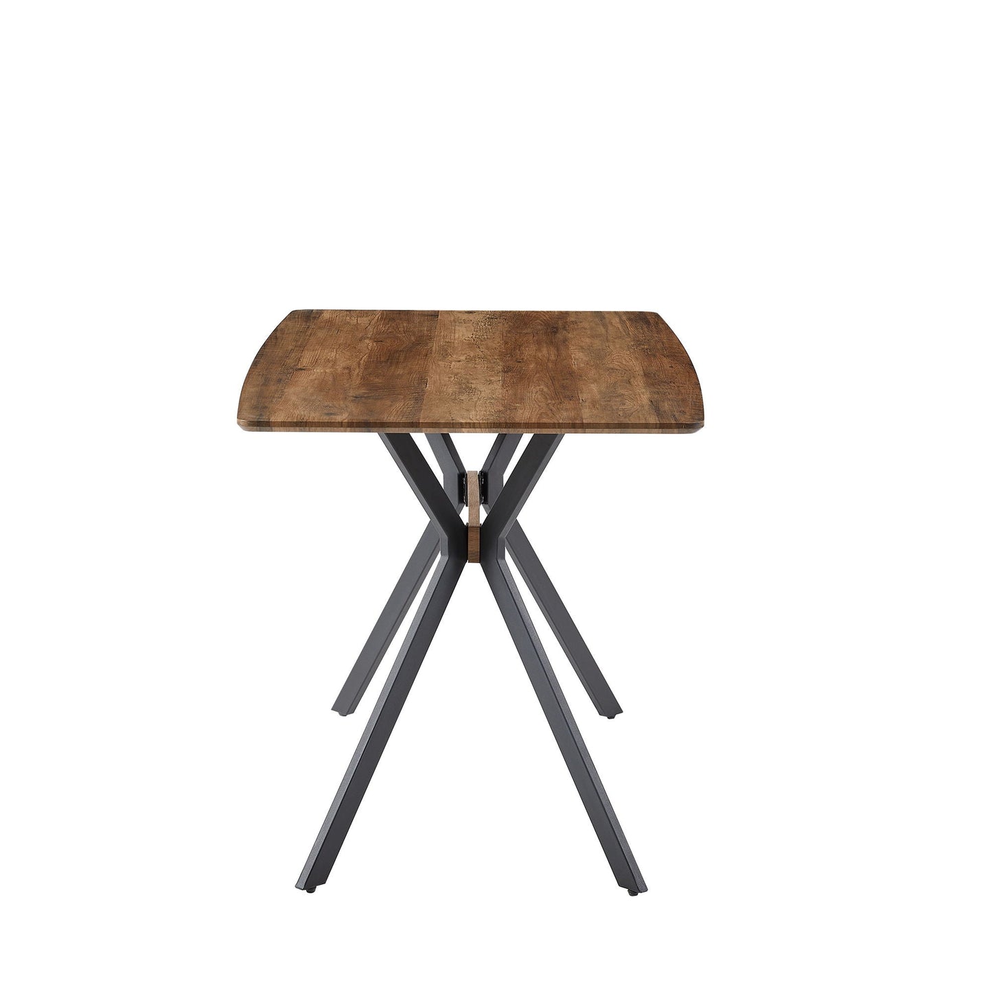 Modern Minimalist Style Dining Table MDF Wooden Top Metal Shelf Metal Heat Transfer Legs Leveling Feet For Dining Room Kitchen Office Table - Walnut / Black