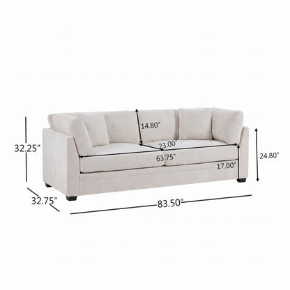 83.5" Modern Flared Arms Sofa (Beige)