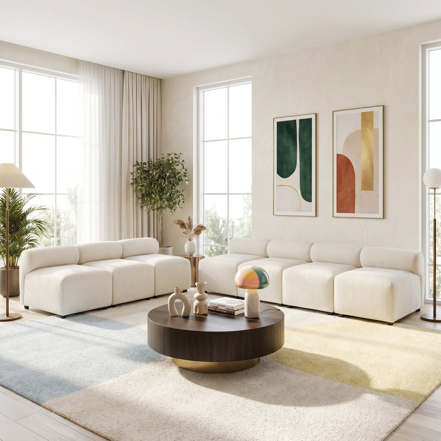 Evelyn 7-Piece Modular Chenille Sectional Sofa for Living Rooms