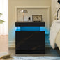 Nightstand LED Bedside Table Cabinet Lights Modern End Side with 2 Drawers