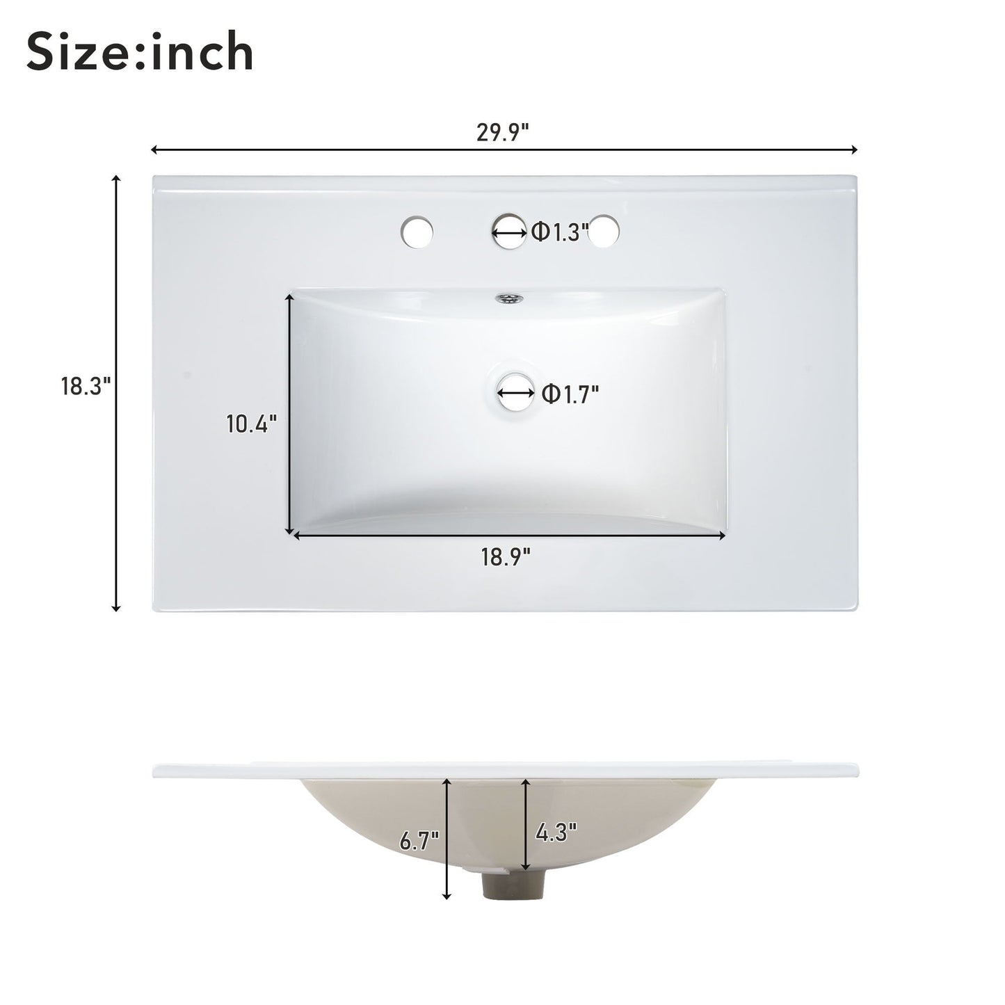 Bathroom Vanity With Sink And Ample Storage, Rectangular Undermount Sink - Black