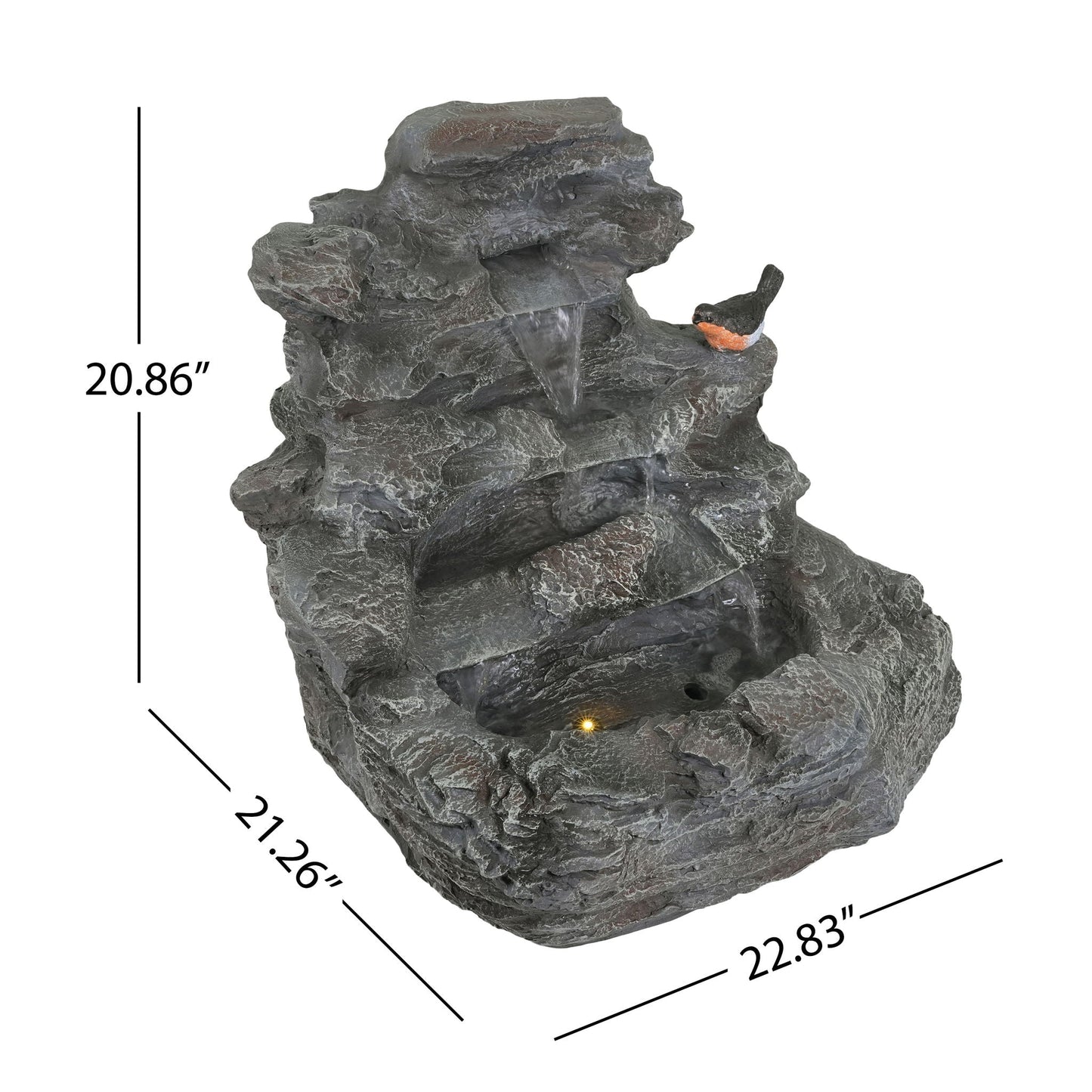 Concrete Rock Waterfall Fountain with LED Lights